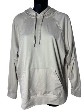 Vuori women’s halo essential hoodie cream white drawstring athleisure FLAW